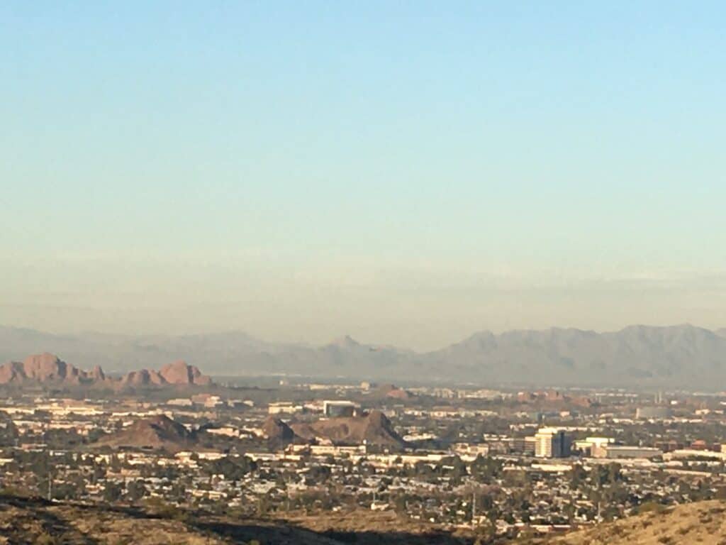 photo of part of metro Phoenix, taken from a mountaintop